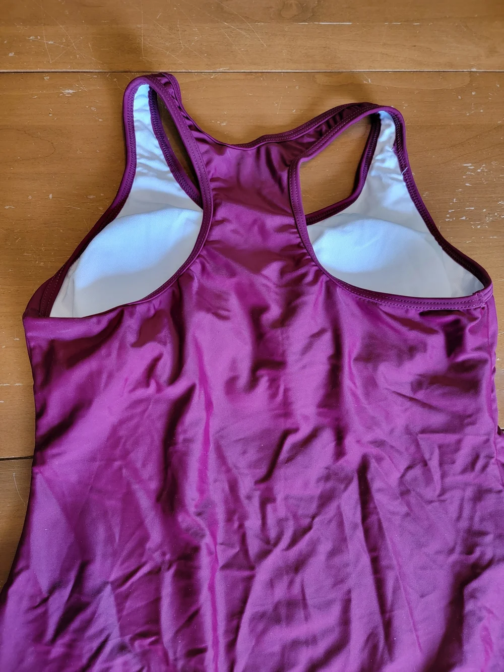 Magenta Racerback Tankini Top with Black High-Waist Bottoms - Picture 5 of 9
